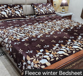 Fleece Bedsheet King Size-3Pcs-Floral
